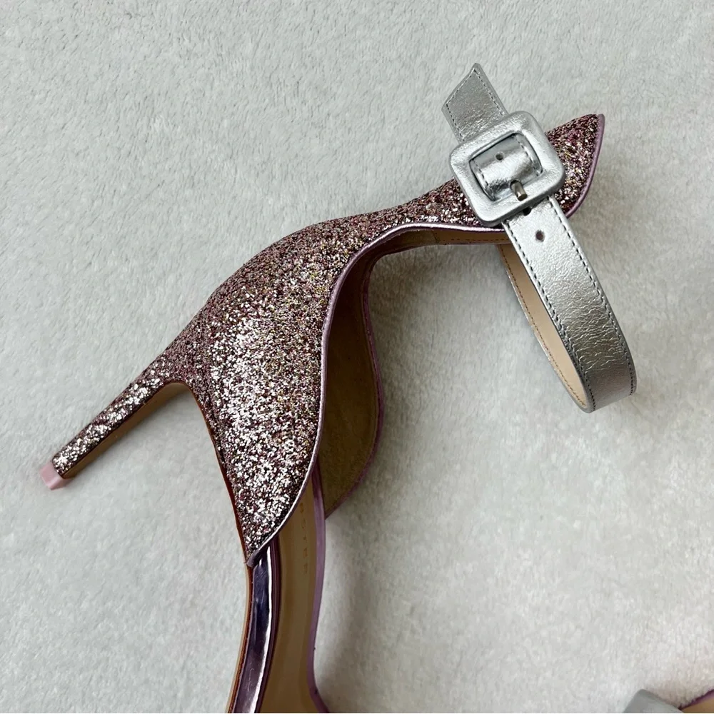 Sophia Webster Pink Glitter-Embellished Nicole Sandals Size 37.5